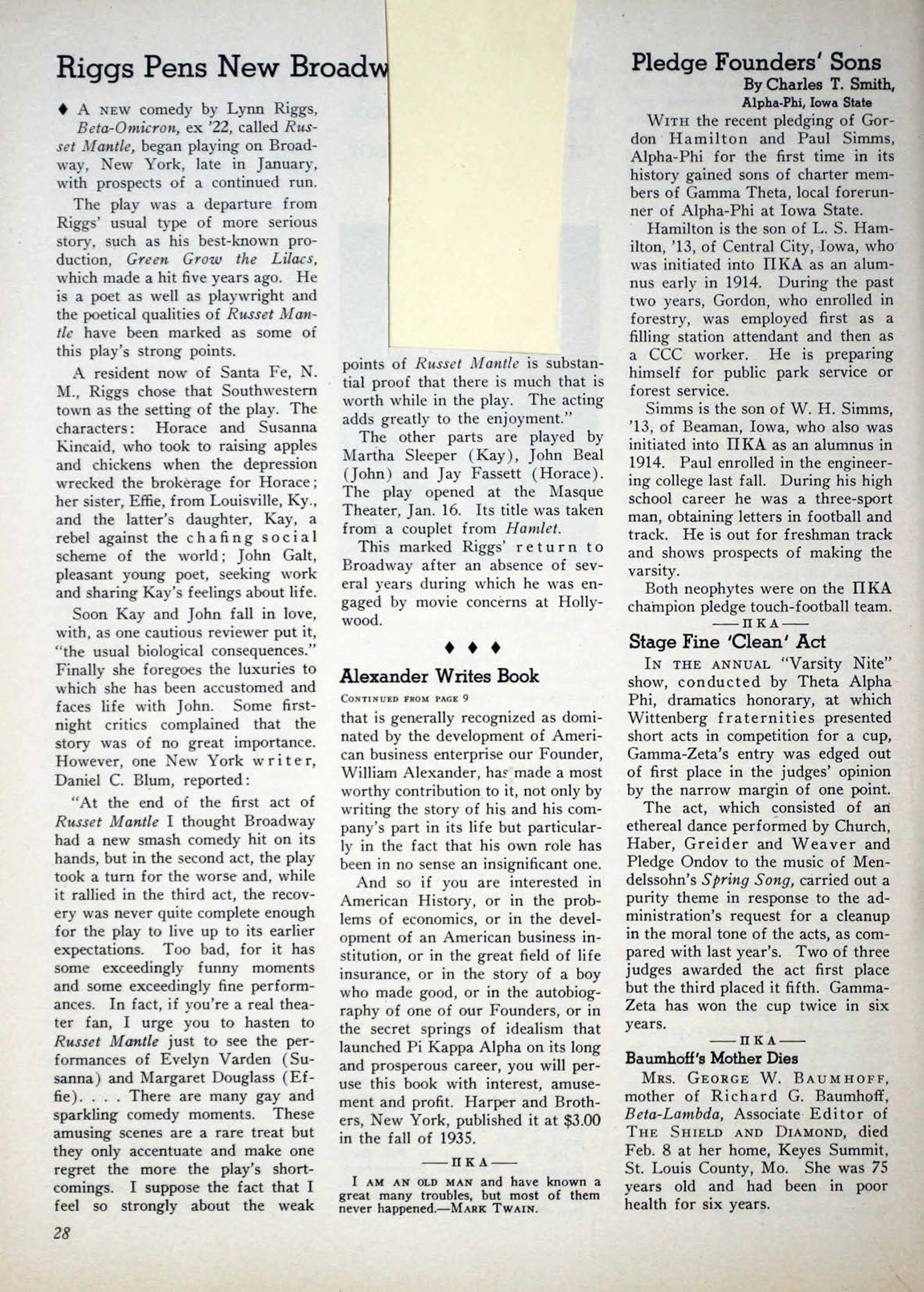 Riggs Pens New Broadway